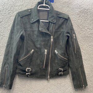 Allsaints Edwards Motorcycle Jacket 6US Goat Suede Leather - EXCELLENT condition